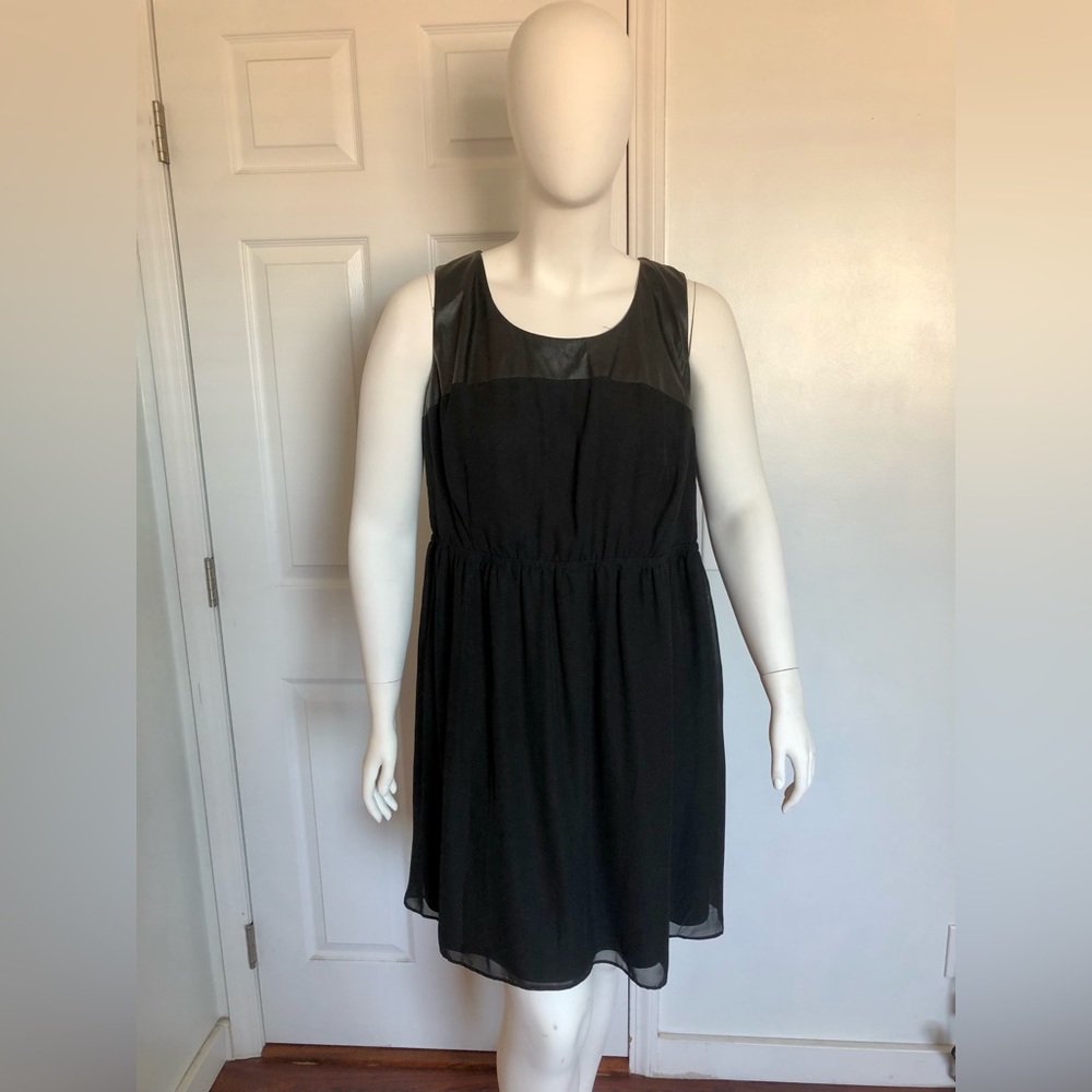 Lane Bryant Black Sheer and Leather Dress Size 18/20